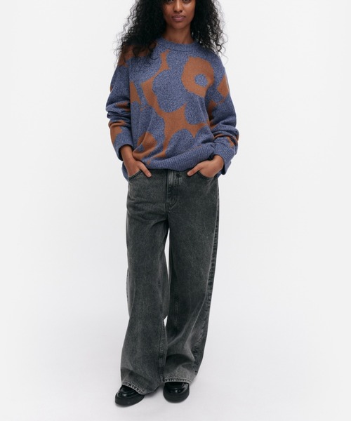 美品　マリメッコ　ウニッコ総柄　コットンニット　セーター　プルオーバー marimekko ニット セーター Aatto Unikko / knitted pullover