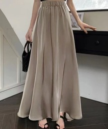 ウエストゴム フレア ロング スカート