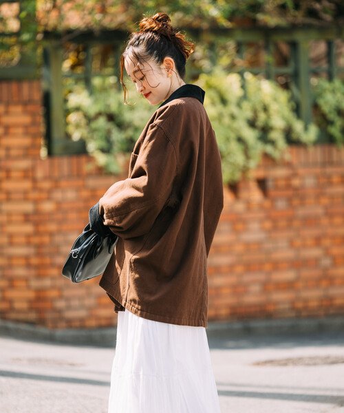 限定展開 ビッグシルエット コーデュロイ切り替え ダックカバーオール