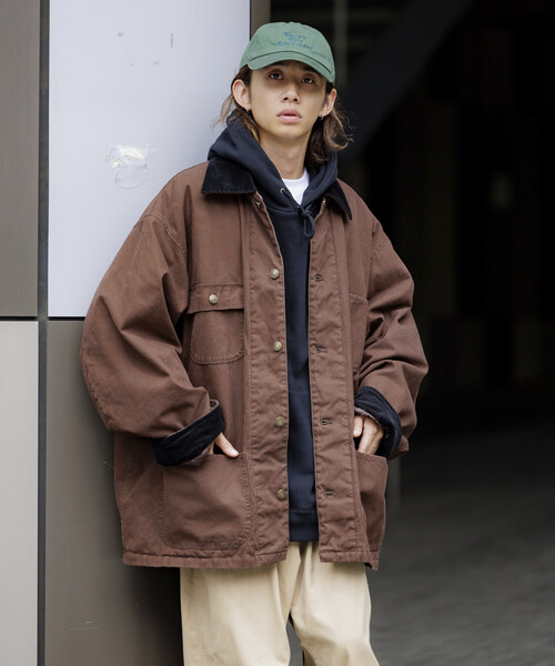 FREAK'S STORE（フリークスストア）の「限定展開 ビッグシルエット コーデュロイ切り替え ダックカバーオール ジャケット（カバーオール・メンズ・ブラック/チャコールグレー/ベージュ/ブラウン・SMALL/MEDIUM/LARGE）」の21枚目の写真