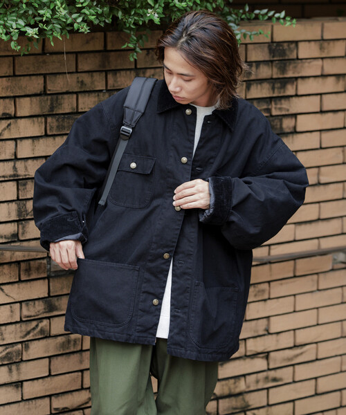 FREAK'S STORE（フリークスストア）の「限定展開 ビッグシルエット コーデュロイ切り替え ダックカバーオール ジャケット（カバーオール・メンズ・ブラック/チャコールグレー/ベージュ/ブラウン・SMALL/MEDIUM/LARGE）」の6枚目の写真