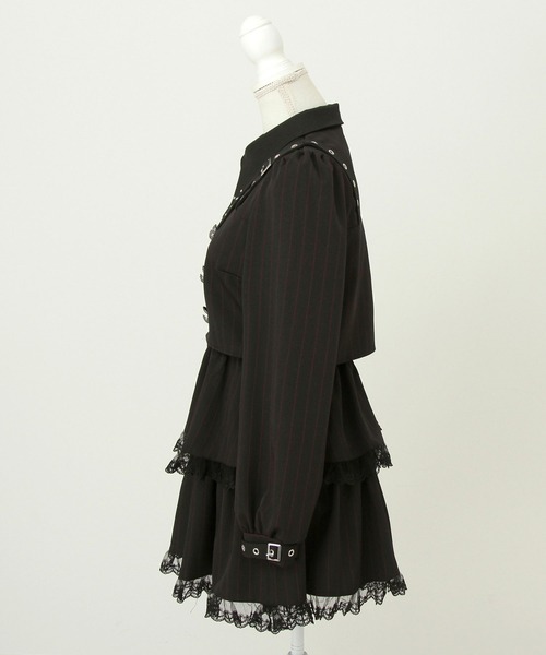 セール】角襟十字架スタッズベルトティアードワンピース（ワンピース