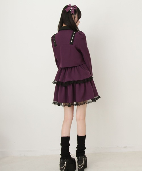 角襟十字架スタッズベルトティアードワンピース（ワンピース