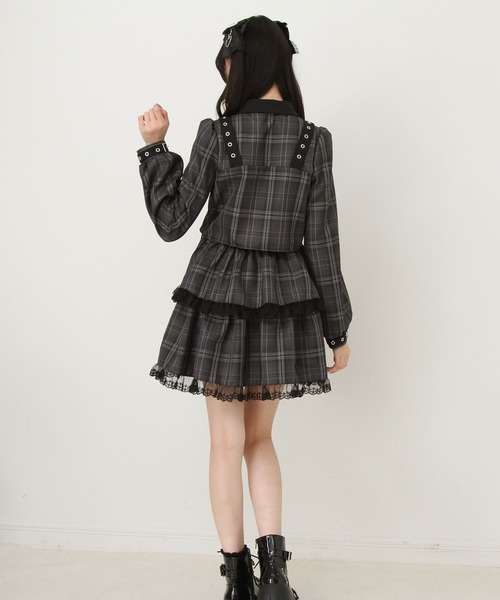 【新品タグ付き】ディアマイラブ 角襟十字架スタッズベルトティアードワンピース 秋冬新作クーポン対象】角襟十字架スタッズベルトティアードワンピース