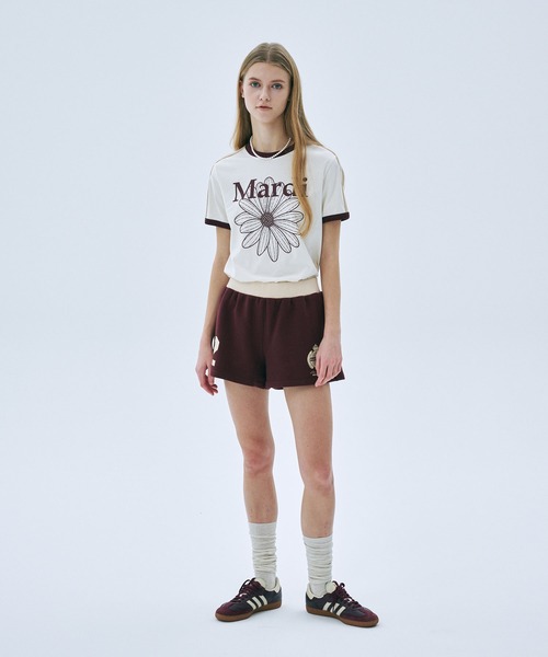 SLIM RINGER TSHIRT FLOWERMARDI（Tシャツ/カットソー）｜Mardi