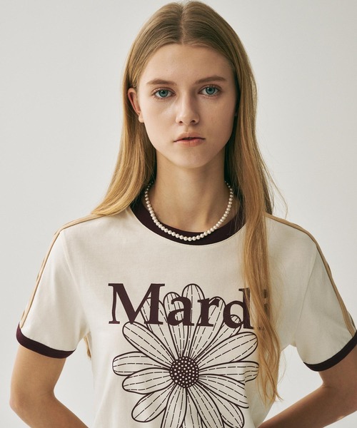 SLIM RINGER TSHIRT FLOWERMARDI（Tシャツ/カットソー）｜Mardi