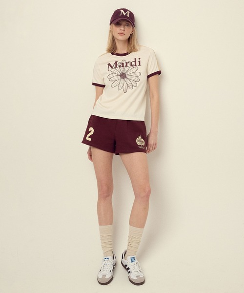 SLIM RINGER TSHIRT FLOWERMARDI（Tシャツ/カットソー）｜Mardi