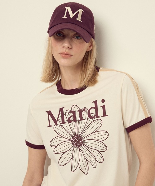 【正規品新品】FREE SIZE マルディメクルディ リンガーTシャツ SLIM RINGER TSHIRT FLOWERMARDI（Tシャツ/カットソー）｜Mardi