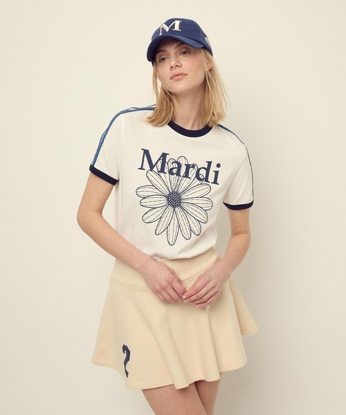 SLIM RINGER TSHIRT FLOWERMARDI（Tシャツ/カットソー）｜Mardi