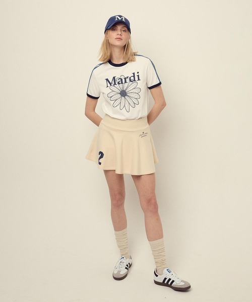 SLIM RINGER TSHIRT FLOWERMARDI（Tシャツ/カットソー）｜Mardi