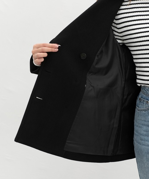 Honeys（ハニーズ）の「【抗菌防臭・静電気軽減】ピーコート（ピーコート・レディース・ダークベージュ/ネイビー/ブラック/ライトベージュ/ヘザーチャコール・L/LL/M/S）」の14枚目の写真