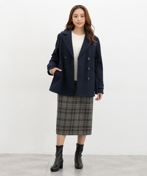 Honeys（ハニーズ）の「【抗菌防臭・静電気軽減】ピーコート（ピーコート・レディース・ダークベージュ/ネイビー/ブラック/ライトベージュ/ヘザーチャコール・L/LL/M/S）」の15枚目の写真