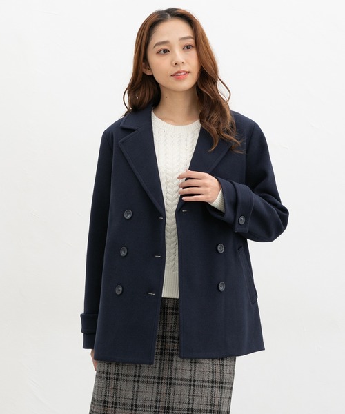 Honeys（ハニーズ）の「【抗菌防臭・静電気軽減】ピーコート（ピーコート・レディース・ダークベージュ/ネイビー/ブラック/ライトベージュ/ヘザーチャコール・L/LL/M/S）」の16枚目の写真