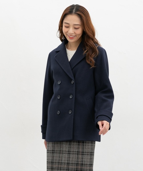 Honeys（ハニーズ）の「【抗菌防臭・静電気軽減】ピーコート（ピーコート・レディース・ダークベージュ/ネイビー/ブラック/ライトベージュ/ヘザーチャコール・L/LL/M/S）」の17枚目の写真