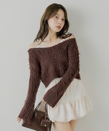 レースドッキングシャギーニット