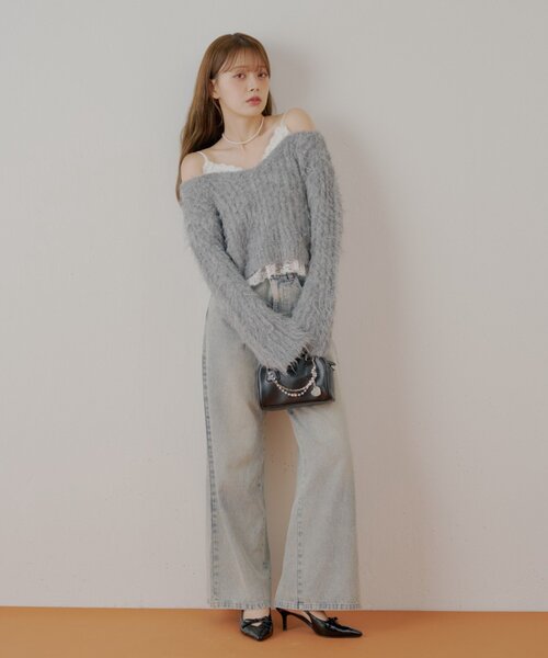 Chico（チコ）の「レースドッキングシャギーニット（ニット/セーター