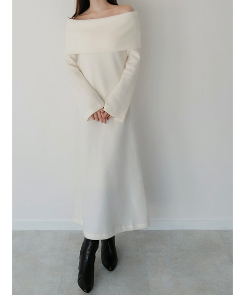 off shoulder soft knit dress