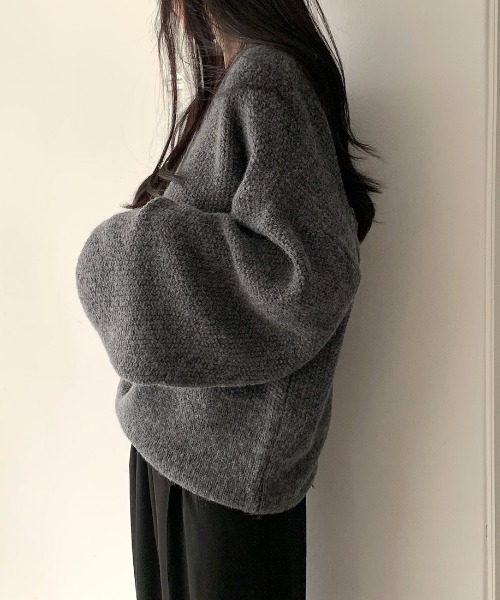 Aelina(エリナ)の「Vネックニットトップス(ニット/セーター・レディース・オフホワイト/ブラック/ダークグレー/モカ/ブルー・F)」の9枚目の写真
