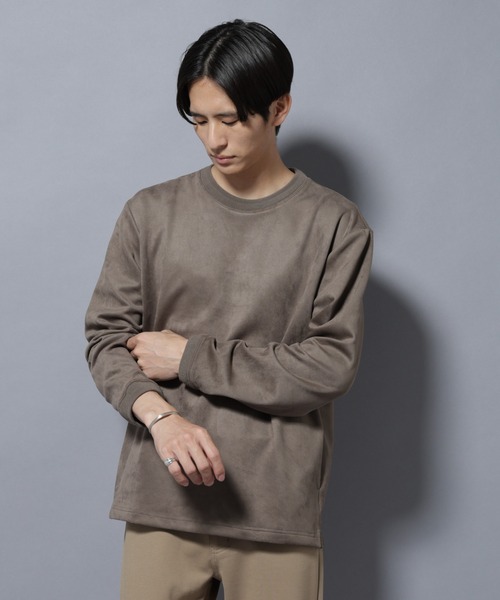 NANO universe（ナノユニバース）の「フェイクスエードプルオーバー 長袖（Tシャツ/カットソー・メンズ・チャコール/グレー系その他4/ブラック/アイボリー・XL/S/M/L）」の3枚目の写真