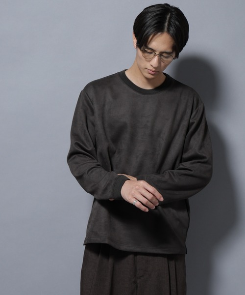 NANO universe（ナノユニバース）の「フェイクスエードプルオーバー 長袖（Tシャツ/カットソー・メンズ・チャコール/グレー系その他4/ブラック/アイボリー・XL/S/M/L）」の5枚目の写真