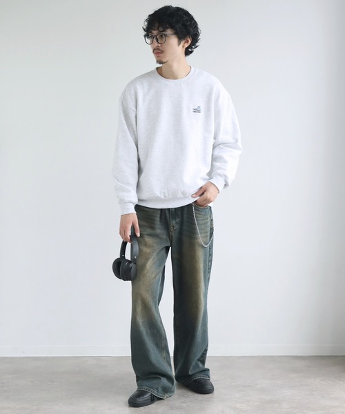 CONVERSE(コンバース)の「【CONVERSE/コンバース】裏起毛 ロゴ刺繍 クルーネック ロングスリーブ スウェット トレーナー(スウェット・メンズ・ダークブルー/オートミール/ブラック/ブルーグリーン/グレイッシュベージュ/アイボリー・M/L/XL)」の21枚目の写真