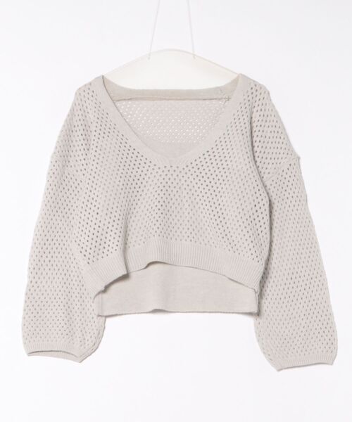 H.TOKYO(エイチトウキョウ)の「透かし編み Vネック アンサンブルプルオーバー(ニット/セーター・レディース・ダークグレー/ライトグレー/ベージュ・FREE)」の5枚目の写真