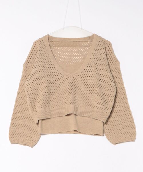 H.TOKYO(エイチトウキョウ)の「透かし編み Vネック アンサンブルプルオーバー(ニット/セーター・レディース・ダークグレー/ライトグレー/ベージュ・FREE)」の7枚目の写真