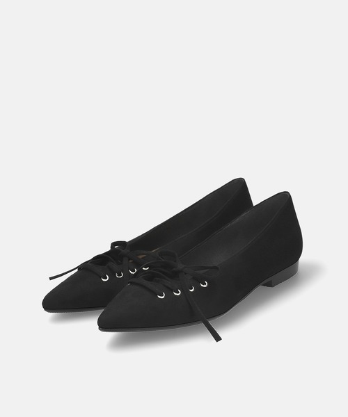 MAMIAN（マミアン）の「レースアップデザイン フラットシューズ（パンプス・レディース・グレイッシュベージュ/チャコール/レッド/ブラック・22.5cm/24.0cm/23.5cm/23.0cm/25.0cm/24.5cm）」の6枚目の写真