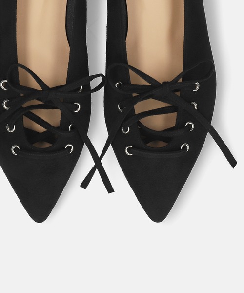 MAMIAN（マミアン）の「レースアップデザイン フラットシューズ（パンプス・レディース・グレイッシュベージュ/チャコール/レッド/ブラック・22.5cm/24.0cm/23.5cm/23.0cm/25.0cm/24.5cm）」の10枚目の写真