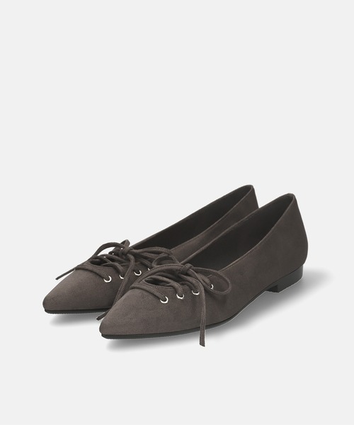 MAMIAN（マミアン）の「レースアップデザイン フラットシューズ（パンプス・レディース・グレイッシュベージュ/チャコール/レッド/ブラック・22.5cm/24.0cm/23.5cm/23.0cm/25.0cm/24.5cm）」の12枚目の写真