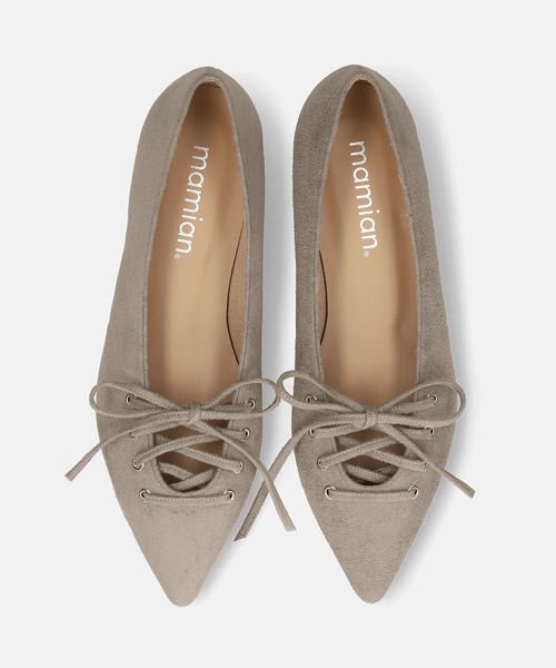 MAMIAN（マミアン）の「レースアップデザイン フラットシューズ（パンプス・レディース・グレイッシュベージュ/チャコール/レッド/ブラック・22.5cm/24.0cm/23.5cm/23.0cm/25.0cm/24.5cm）」の19枚目の写真