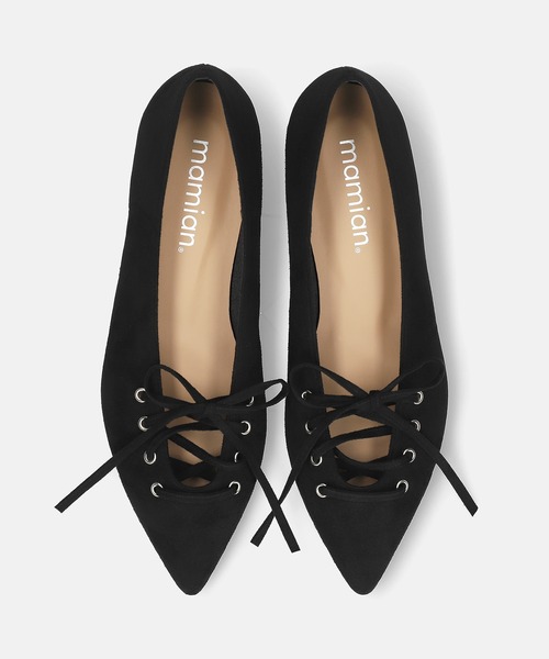 MAMIAN（マミアン）の「レースアップデザイン フラットシューズ（パンプス・レディース・グレイッシュベージュ/チャコール/レッド/ブラック・22.5cm/24.0cm/23.5cm/23.0cm/25.0cm/24.5cm）」の8枚目の写真