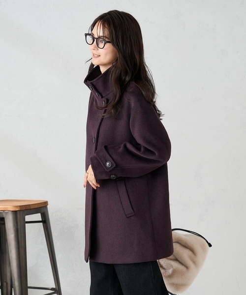 a.v.v(アーヴェヴェ)の「スタンドカラーミディコート(チェスターコート・レディース・ボルドー/ライトグレー/ブルー/ブラック・36/38/40/42/34)」の8枚目の写真