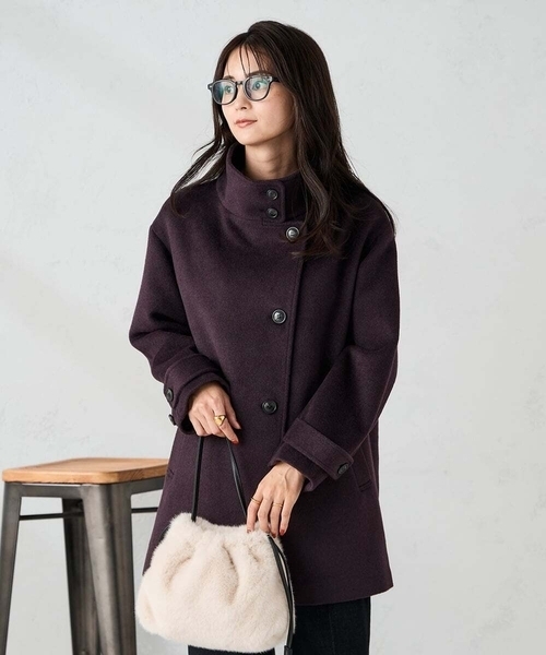 a.v.v(アーヴェヴェ)の「スタンドカラーミディコート(チェスターコート・レディース・ボルドー/ライトグレー/ブルー/ブラック・36/38/40/42/34)」の9枚目の写真