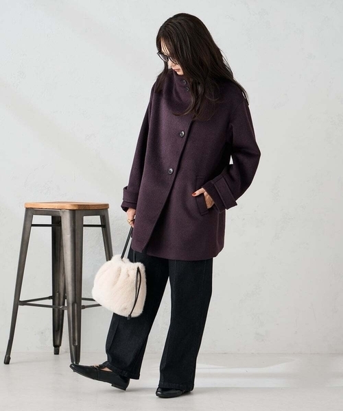 a.v.v(アーヴェヴェ)の「スタンドカラーミディコート(チェスターコート・レディース・ボルドー/ライトグレー/ブルー/ブラック・36/38/40/42/34)」の11枚目の写真