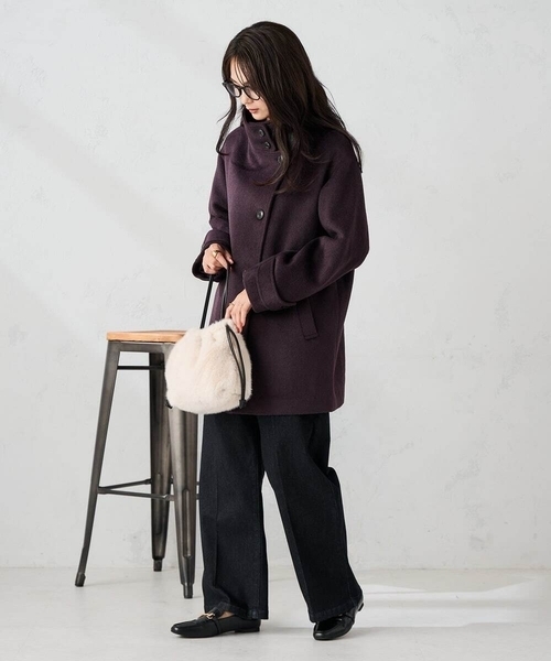 a.v.v(アーヴェヴェ)の「スタンドカラーミディコート(チェスターコート・レディース・ボルドー/ライトグレー/ブルー/ブラック・36/38/40/42/34)」の13枚目の写真