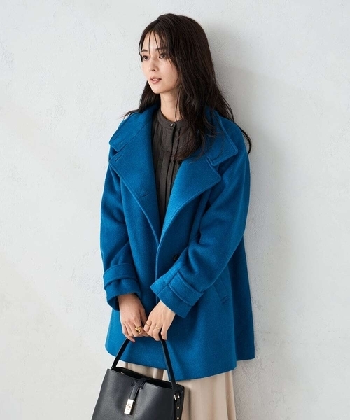 a.v.v(アーヴェヴェ)の「スタンドカラーミディコート(チェスターコート・レディース・ボルドー/ライトグレー/ブルー/ブラック・36/38/40/42/34)」の14枚目の写真