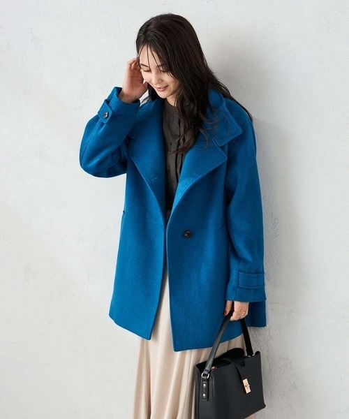 a.v.v(アーヴェヴェ)の「スタンドカラーミディコート(チェスターコート・レディース・ボルドー/ライトグレー/ブルー/ブラック・36/38/40/42/34)」の16枚目の写真