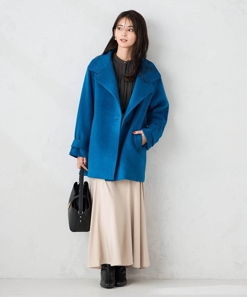 a.v.v(アーヴェヴェ)の「スタンドカラーミディコート(チェスターコート・レディース・ボルドー/ライトグレー/ブルー/ブラック・36/38/40/42/34)」の17枚目の写真