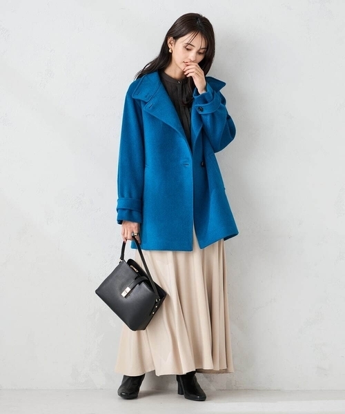 a.v.v(アーヴェヴェ)の「スタンドカラーミディコート(チェスターコート・レディース・ボルドー/ライトグレー/ブルー/ブラック・36/38/40/42/34)」の19枚目の写真