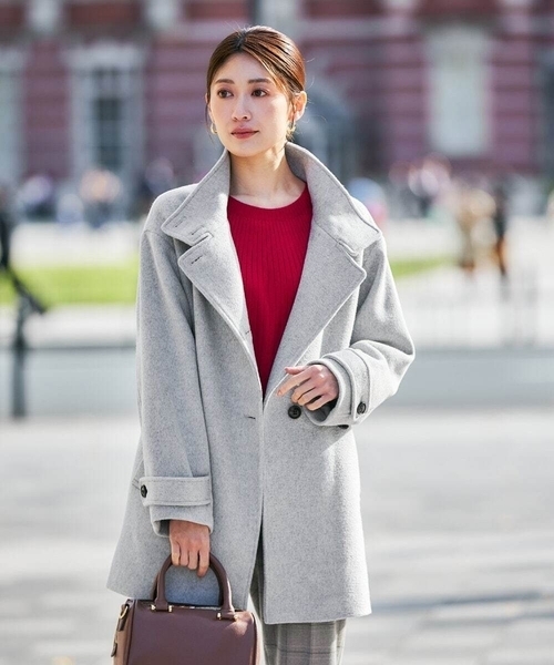 a.v.v(アーヴェヴェ)の「スタンドカラーミディコート(チェスターコート・レディース・ボルドー/ライトグレー/ブルー/ブラック・36/38/40/42/34)」の21枚目の写真