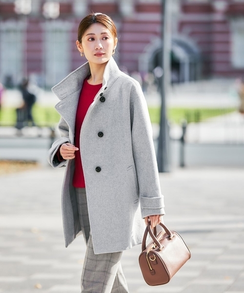 a.v.v(アーヴェヴェ)の「スタンドカラーミディコート(チェスターコート・レディース・ボルドー/ライトグレー/ブルー/ブラック・36/38/40/42/34)」の3枚目の写真