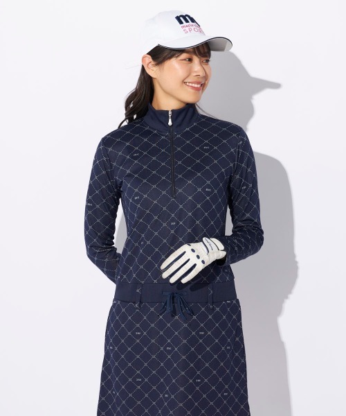 marie claire(マリ・クレール)の「【marie claire/マリ.クレール】レディースハーフジップワンピース 吸汗速乾 UVカット ゴルフ(ワンピース・レディース・オフホワイト/ベージュ/ネイビー・LARGE/X-LARGE/MEDIUM/SMALL)」の3枚目の写真