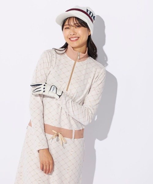 marie claire(マリ・クレール)の「【marie claire/マリ.クレール】レディースハーフジップワンピース 吸汗速乾 UVカット ゴルフ(ワンピース・レディース・オフホワイト/ベージュ/ネイビー・LARGE/X-LARGE/MEDIUM/SMALL)」の2枚目の写真