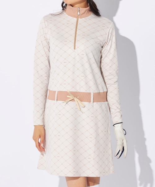 marie claire(マリ・クレール)の「【marie claire/マリ.クレール】レディースハーフジップワンピース 吸汗速乾 UVカット ゴルフ(ワンピース・レディース・オフホワイト/ベージュ/ネイビー・LARGE/X-LARGE/MEDIUM/SMALL)」の6枚目の写真