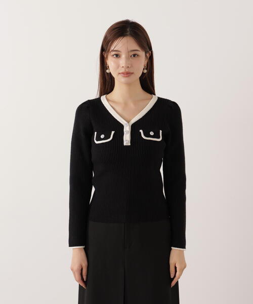 PROPORTION BODY DRESSING（プロポーションボディドレッシング）の「＜ウォッシャブル＞フラップポケット付きニット / 1215270016（ニット/セーター・レディース・ブルー/ブラック/ホワイト系その他・MEDIUM/SMALL）」の9枚目の写真