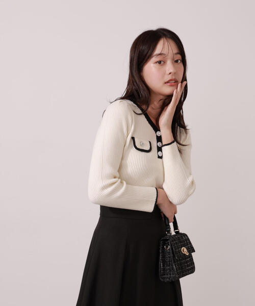 PROPORTION BODY DRESSING（プロポーションボディドレッシング）の「＜ウォッシャブル＞フラップポケット付きニット / 1215270016（ニット/セーター・レディース・ブルー/ブラック/ホワイト系その他・MEDIUM/SMALL）」の19枚目の写真