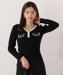 ＜ウォッシャブル＞フラップポケット付きニット / 1215270016