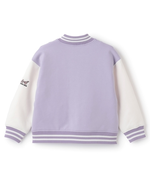 X-girl Stages(エックスガールステージス)の「ロゴ刺しゅうダンボールニットスタジャン(スタジャン・キッズ・ブラック/ラベンダー・130cm/110cm/120cm/140cm/100cm/90cm)」の3枚目の写真