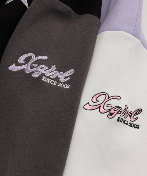 X-girl Stages(エックスガールステージス)の「ロゴ刺しゅうダンボールニットスタジャン(スタジャン・キッズ・ブラック/ラベンダー・130cm/110cm/120cm/140cm/100cm/90cm)」の7枚目の写真